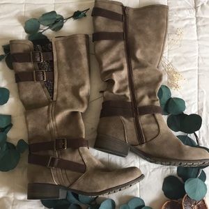 Heights Zip Up suede-like knee boots